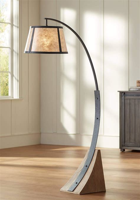 Wood Arch Farmhouse Table Lamp with Fabric Shade 